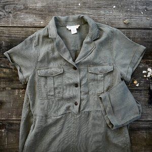 Linen Military Coverall Utility Jumpsuit